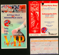 2000 NFL Football Ticket + 2 Bud Bus VIP Passes Buffalo Bills vs Indianapolis