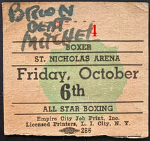 Load image into Gallery viewer, 1950 St Nicholas Arena New York City Boxing Ticket Cesar Brion vs Vern Mitchell
