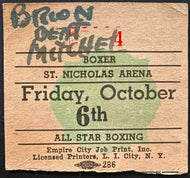 1950 St Nicholas Arena New York City Boxing Ticket Cesar Brion vs Vern Mitchell