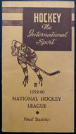 1959-60 Vintage NHL Hockey Original Statistics Book Original Six Leafs Canadiens