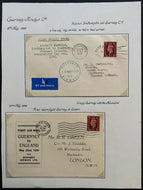 (2) First Air Mail Flight Covers Mounted Album Page Stamped Southhampton 1939