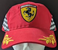 Ferrari Racing Hat Embroidered MotorSports Baseball Cap Stallion Checkered Flag