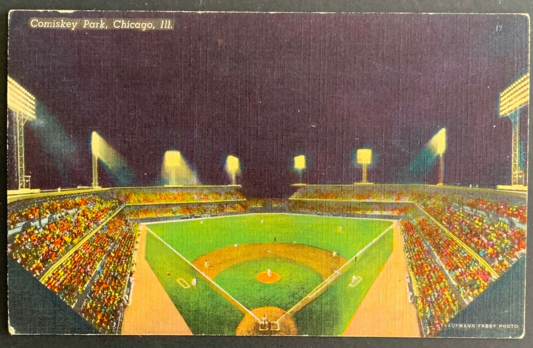 Vintage MLB Baseball Stadium Postcard Comiskey Park Chicago c1940 Interior View
