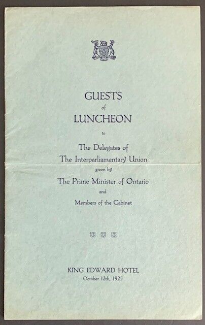 1925 Historical Program Delegates Attending Interparliamentary Union Meeting