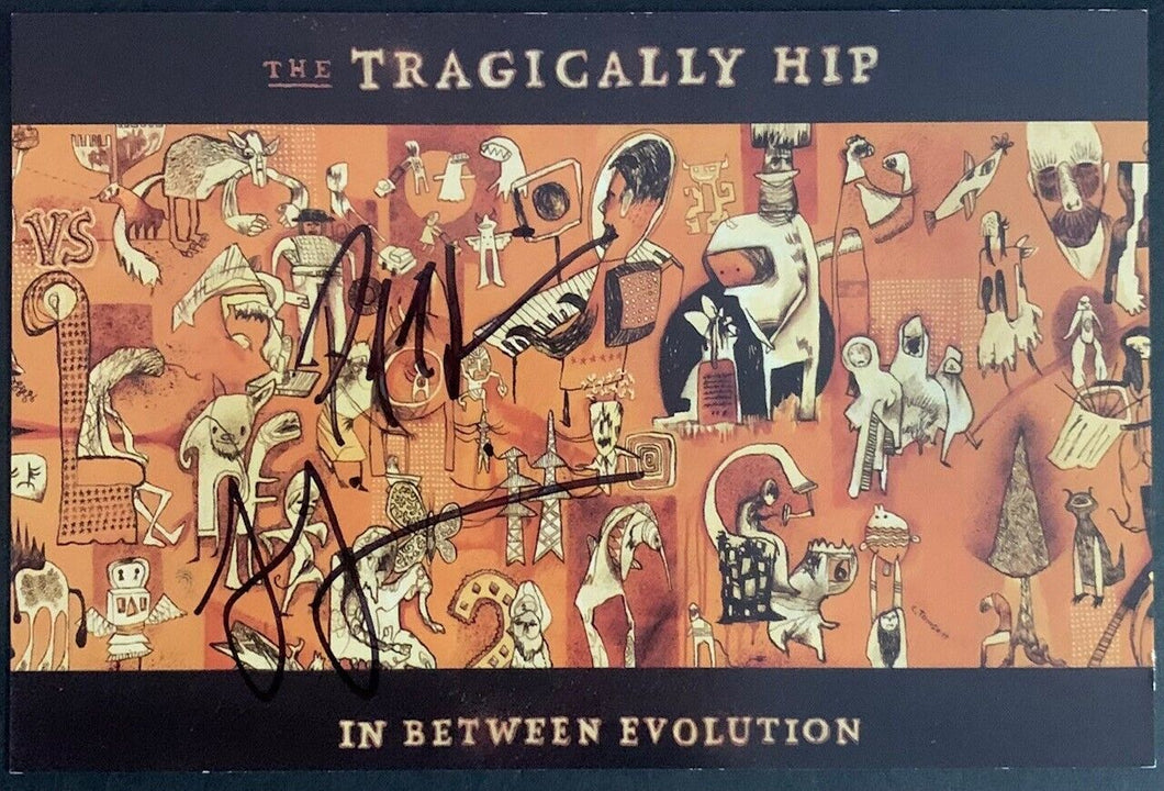 The Tragically Hip In Between Evolution Postcard 2 Members Signed Autographed