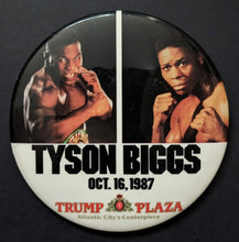 Load image into Gallery viewer, October 16 1987 Mike Tyson V. Tyrell Biggs Heavyweight Trump Plaza Pinback
