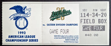 Load image into Gallery viewer, 1992 MLB ALCS Game 4 Ticket Stub Toronto Blue Jays Oakland A&#39;s Baseball VTG
