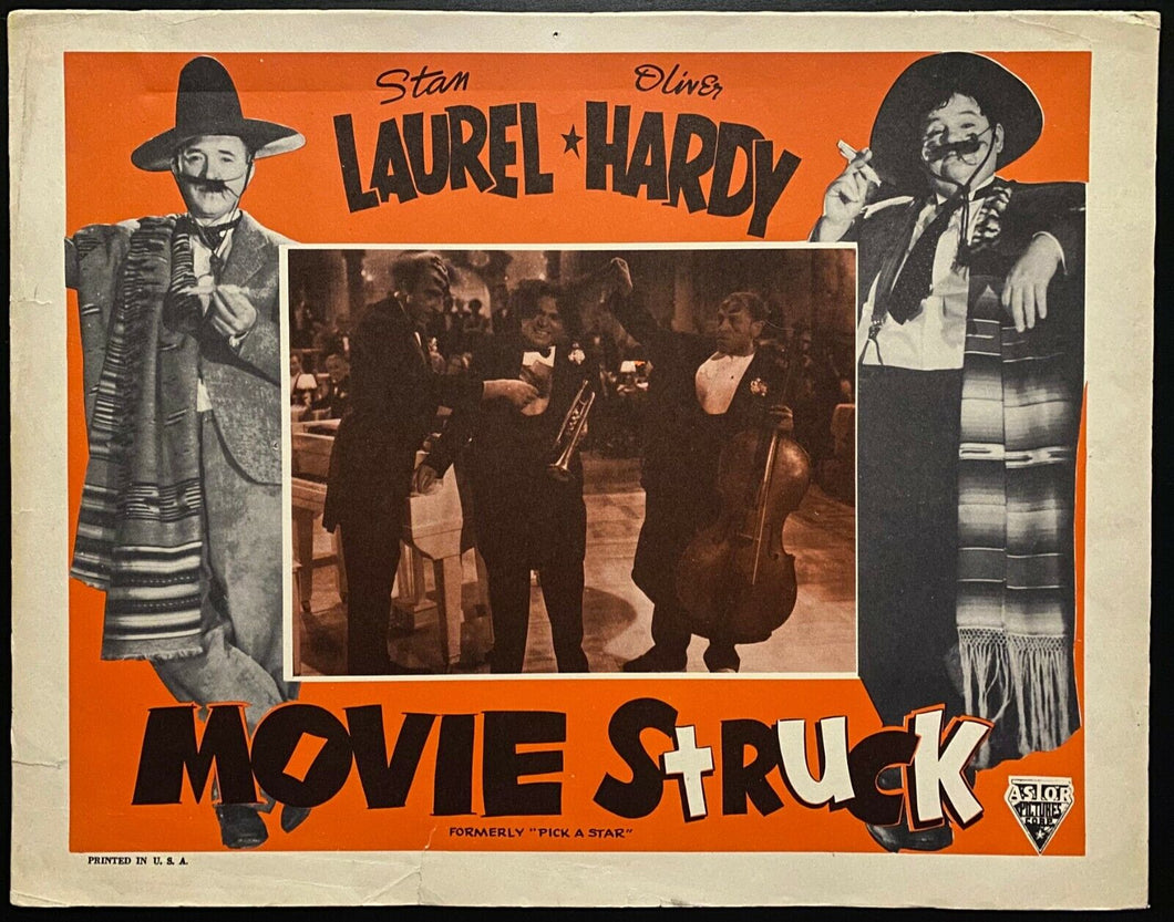 1954 Vintage Lobby Card Poster Movie Struck Pick A Star Laurel Hardy Retro