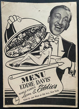Load image into Gallery viewer, 1940s Vintage Menu Leon &amp; Eddie's Davis Jazz Burlesque Strip Club Menu Original
