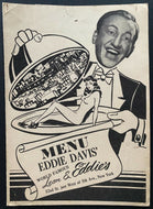 1940s Vintage Menu Leon & Eddie's Davis Jazz Burlesque Strip Club Menu Original