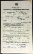 1977 Canadian Boxing Match Contract Signed Nicky Furlano vs Michelle Rouleau