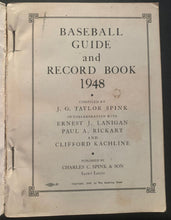 Load image into Gallery viewer, 1947+1948 Sporting News Baseball Official Guide Book MLB Vintage JG Taylor Spink
