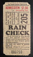 1940 Vintage MiLB International League Toronto Maple Leafs Raincheck Original