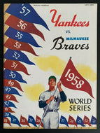 1958 MLB World Series Program New York Yankees v Milwaukee Braves Mantle Aaron