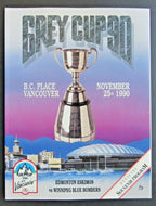 1990 Vintage Grey Cup Program BC Place Edmonton Eskimos vs Winnipeg Blue Bombers