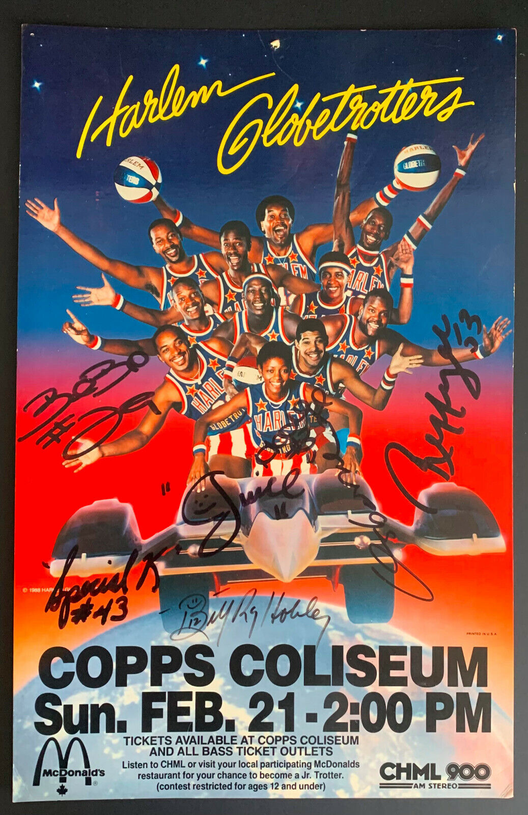 Affiche Vintage Harlem Globetrotters Ryus - Poster HQ 45x60cm, Reproduction Neuve