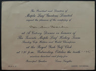 1945 Original Gus Marker Personal Invite Leafs Stanley Cup Championship Dinner