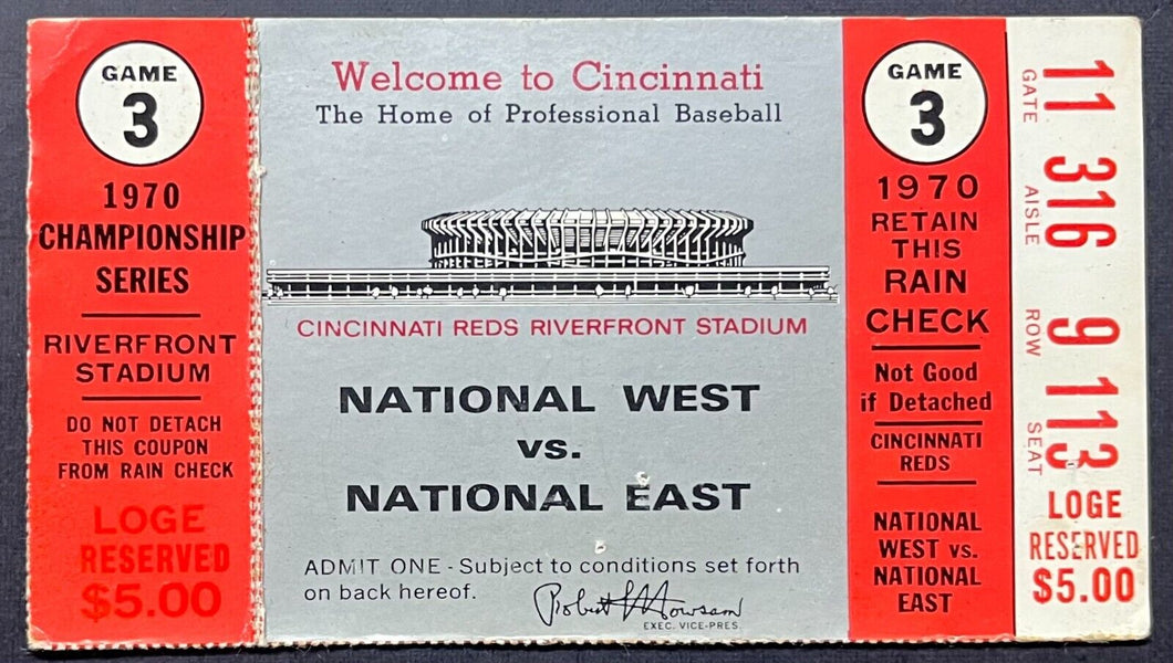 1970 NLCS Game 3 Ticket Stub Cincinnati Reds Pittsburgh Pirates MLB Baseball VTG