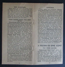 Load image into Gallery viewer, 1900s Promotional Agricultural Booklet Issued By International Stock Food Co.
