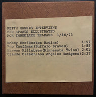 1973 Sports Illustrated Reel Tape Interview NHL Bobby Orr MLB Harmon Killebrew