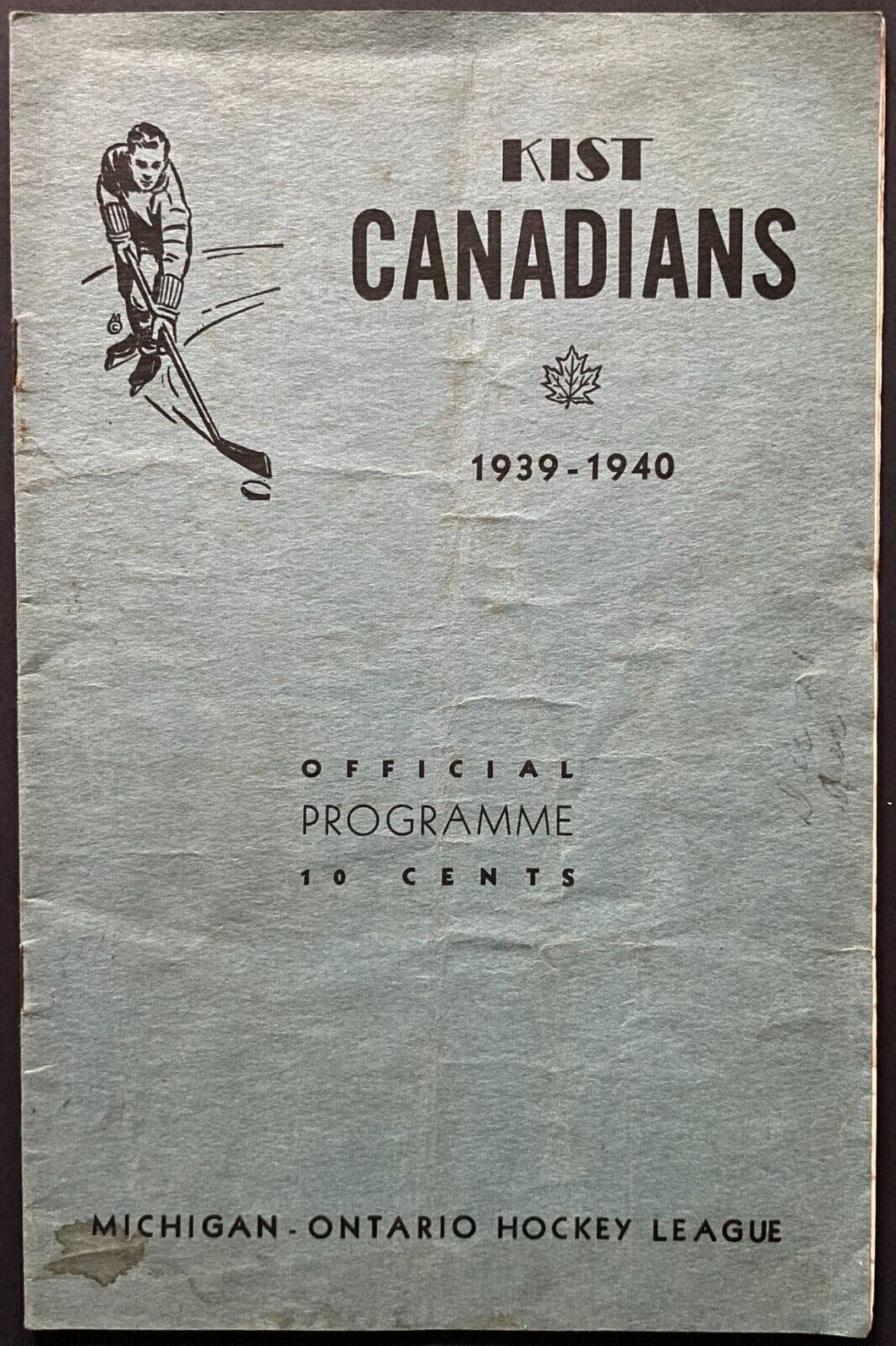 1939 Rare Stratford Arena Gardens Program Kist Canadians vs Windsor Chryslers