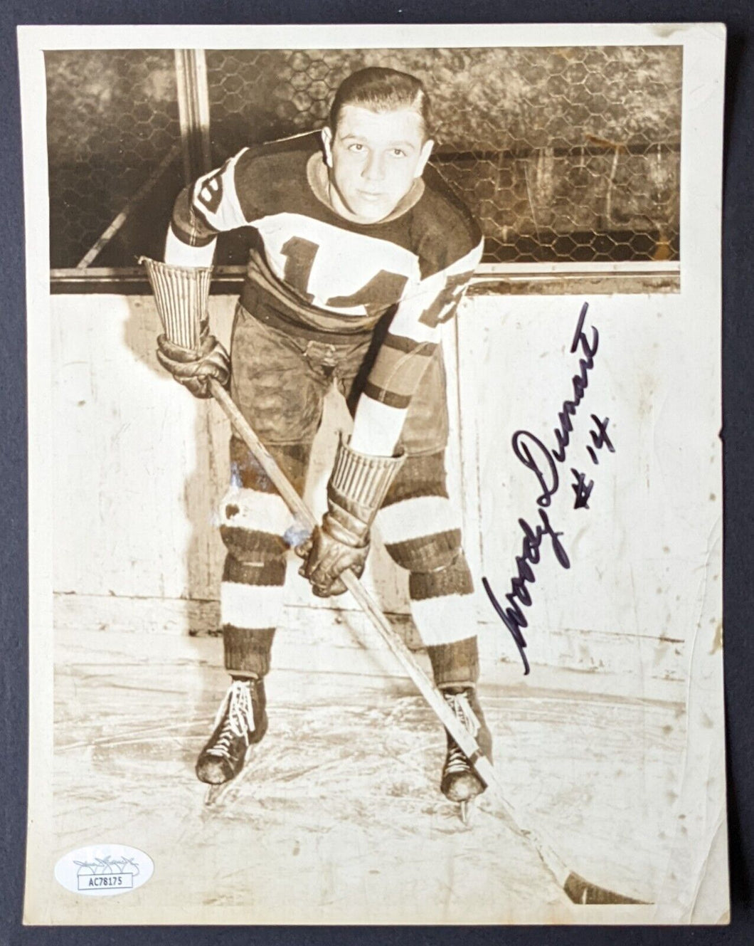 c1940 Woody Dumart Autographed Signed Type 1 Photo Boston Bruins NHL Hockey JSA
