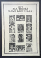 1979 Old Timers Home Run Derby Lineup Card MLB Baseball Hank Aaron Willie Mays