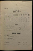 Load image into Gallery viewer, 1936 Program Post-Olympics Program USA Great Britain Track Meet Gold Medalists
