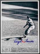 Virgil Trucks Autographed Baseball Photo Fire In Red Inscription Vintage Signed