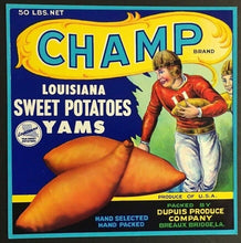 Load image into Gallery viewer, Louisiana Sweet Potatoes Yams Crate Label Vintage Advertising Dupuis Produce Co
