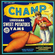 Louisiana Sweet Potatoes Yams Crate Label Vintage Advertising Dupuis Produce Co
