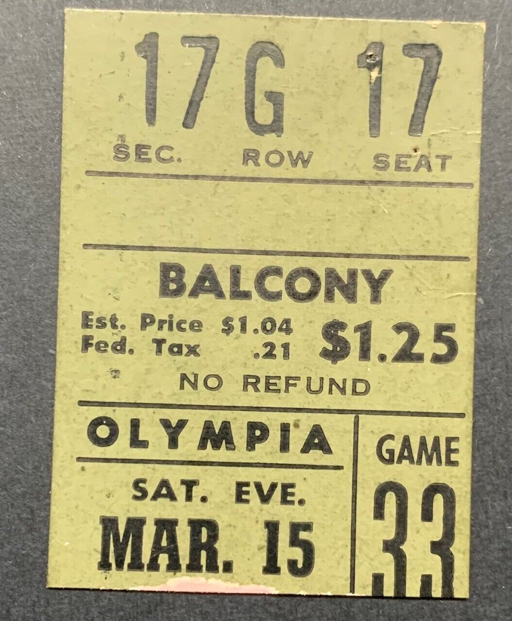 1952 Detroit Red Wings Chicago Blackhawks Olympia Ticket Stub NHL Hockey VTG
