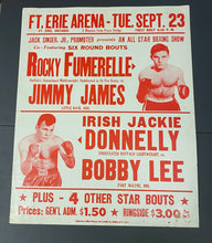 Load image into Gallery viewer, 1958 Fort Erie Arena Original Broadside Rocky Fumerelle Vs Jimmy James Boxing Poster
