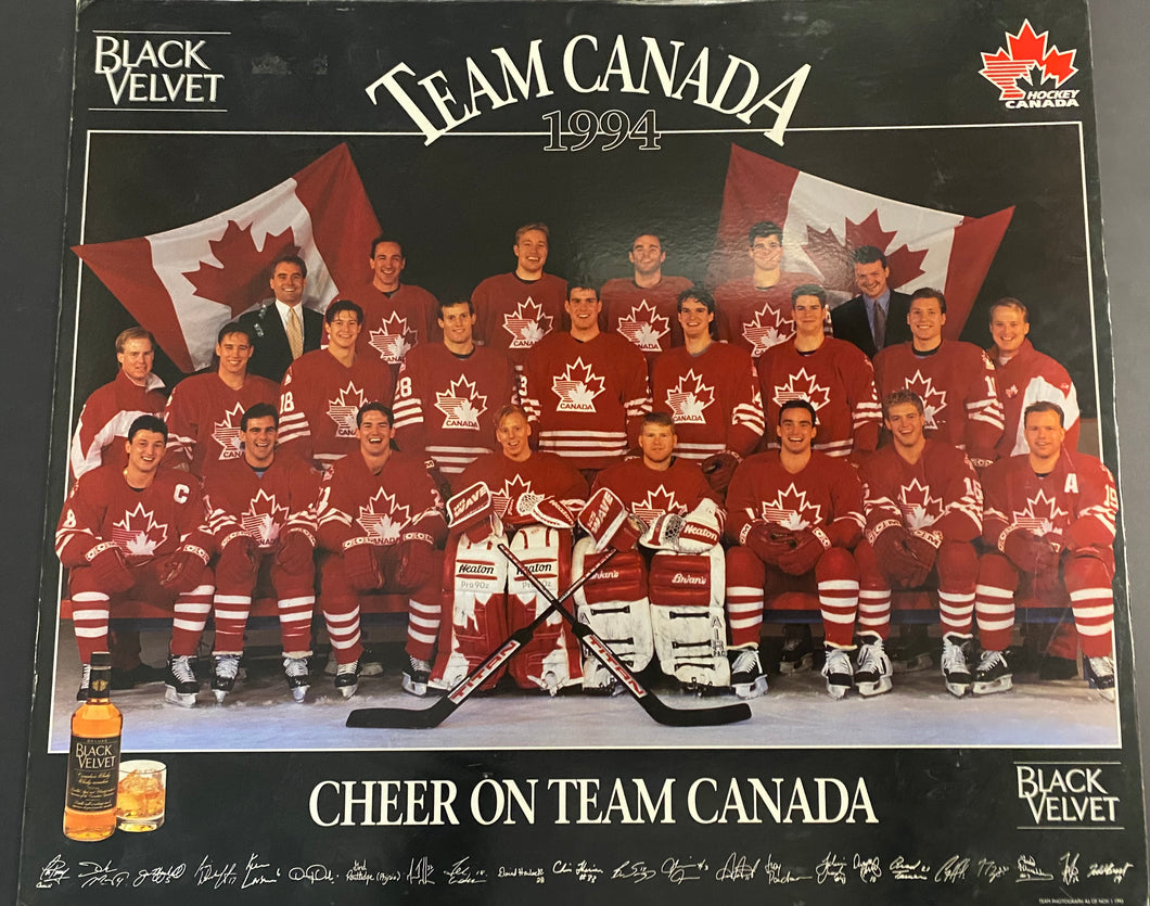 Team Canada 1994 Cardboard Hockey Photo Black Velvet