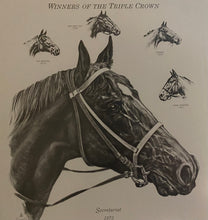 Load image into Gallery viewer, Triple Crown Winners Print 1973 Framed Secretariat Won Horse Racing
