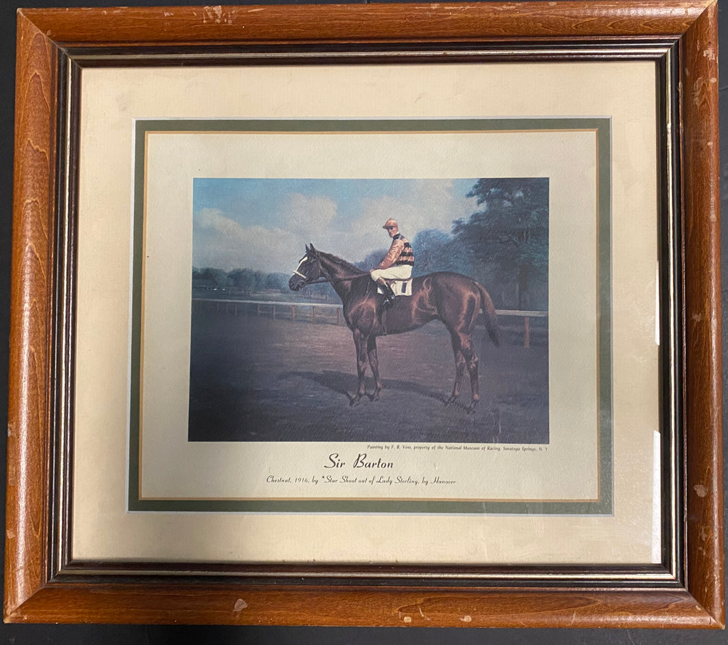 Sir Barton Original Orchard Park Painting Framed Horse Racing