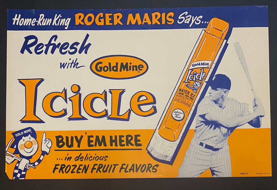 Mlb Advertisement Roger Maris Gold Mine Icicle Display Advertisement Poster MLB Baseball ...