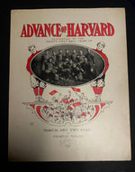 1902 Harvard Music Sheet “Advance Of Harvard” Dedicated to Football Team Extremely Rare