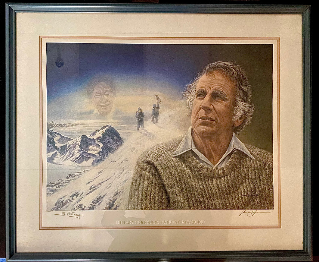 1953 Edmund Hillary Signed Mount Everest Signed Numbered Limited Edition Large Deluxe Framed Print