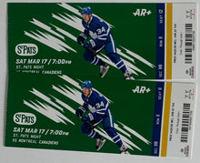 Load image into Gallery viewer, 2018 St. Pats Night Game Tickets Toronto Maple Leafs Montreal Canadiens
