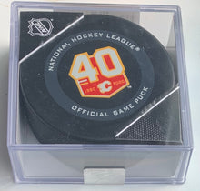 Load image into Gallery viewer, Calgary Flames Official Game Puck 40th Anniversary NHL Hockey Mint Condition
