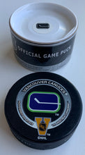 Load image into Gallery viewer, Vancouver Canucks Official Game Hockey Puck November 18, 2003 With Case
