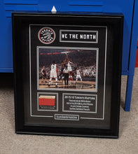 Load image into Gallery viewer, Framed Authentic Piece Of Game Used Floor Toronto Raptors 2015-16 Season With COA
