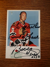 Load image into Gallery viewer, Autographed Bobby Hull Vintage Promotional Postcard
