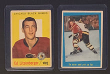 Load image into Gallery viewer, 1959-60 Topps Hockey Vintage 2 Card Lot Chicago Blackhawks Ed Litzenberger So Near And Yet So Far NHL
