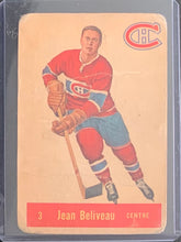 Load image into Gallery viewer, 1954-55 Parkhurst Hockey Card Jean Beliveau Montreal Canadiens NHL
