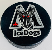 Load image into Gallery viewer, Mississauga IceDogs Ontario Hockey League OHL Official Game Puck In Glas Co

