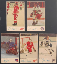Load image into Gallery viewer, 1971-72 Toronto Sun NHL Action Players Photo Lot x5 Different Players Guy Joseph Jean Charron, Allan Robert Smith, Miles Gilbert Horton Gene Carr and Edward Giacomin

