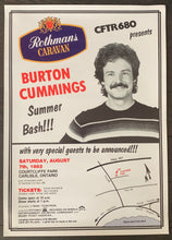 Load image into Gallery viewer, Mint Condition! 1982 Original Event Poster Burton Cummings Summer Bash Many Supporting Acts Including Ricky Nelson
