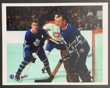Load image into Gallery viewer, Johnny Bower #1 HOF 76 Autographed Photo Tim Horton + Jean Beliveau Both Pictured
